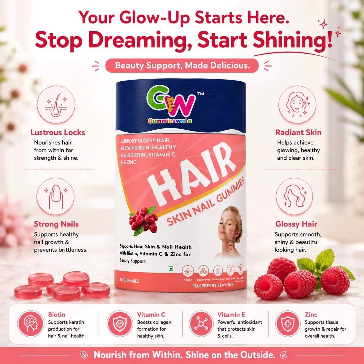 Hair Skin Nail Gummies (Pack of 2) image 2